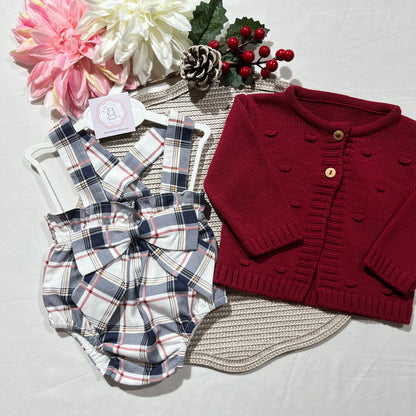 Conjunto Casaco e fofo com laço para bebé - 1 aos 12M - Vermelho