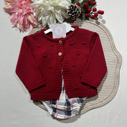 Conjunto Casaco e fofo com laço para bebé - 1 aos 12M - Vermelho