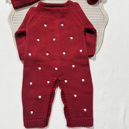 Conjunto Pompom colorido para bebé - 1/3 e 3/6M - Vermelho
