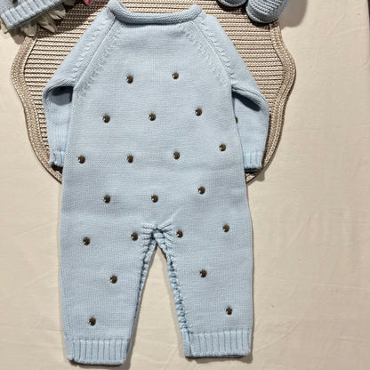 Conjunto Pompom colorido para bebé - 1/3 e 3/6M - Azul bebé