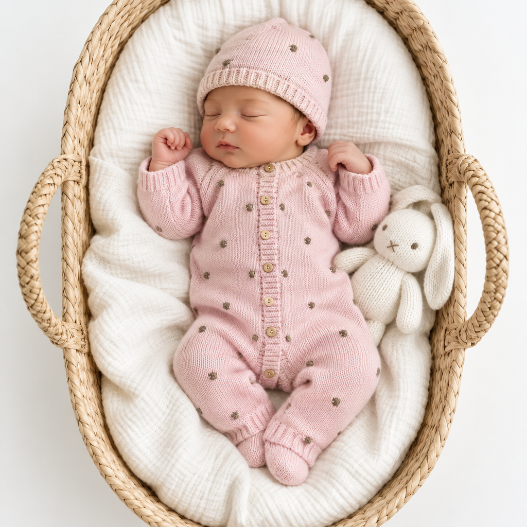 Conjunto Pompom colorido para bebé - 1/3 e 3/6M - Rosa velho
