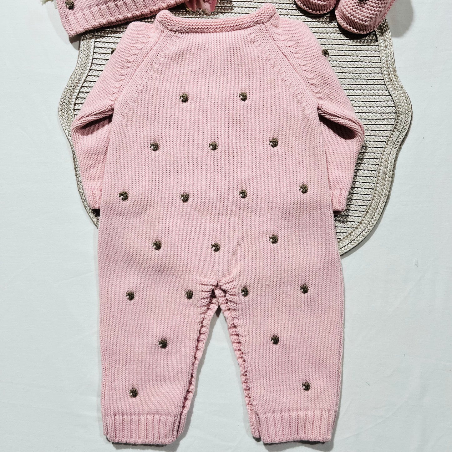Conjunto Pompom colorido para bebé - 1/3 e 3/6M - Rosa velho