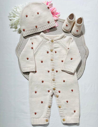 Conjunto Pompom colorido para bebé - 1/3 e 3/6M - Areia