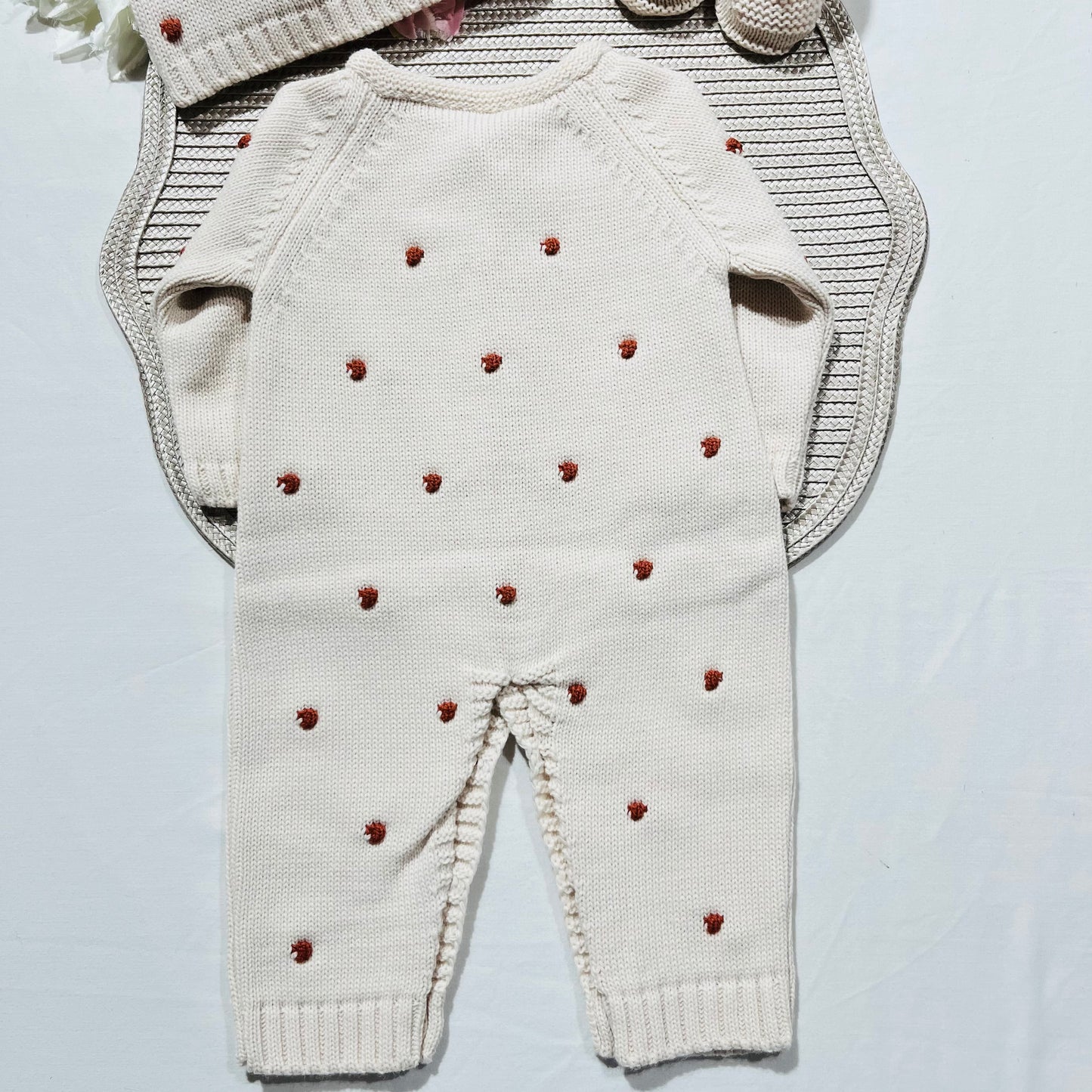 Conjunto Pompom colorido para bebé - 1/3 e 3/6M - Areia