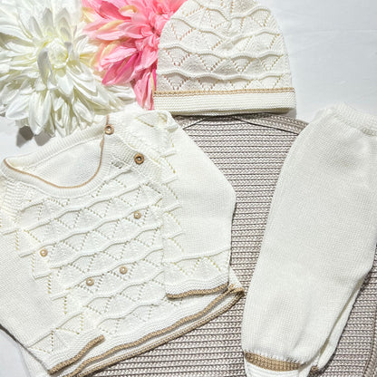 Conjunto Zizaque para bebé em algodão - 0/3M - Pérola