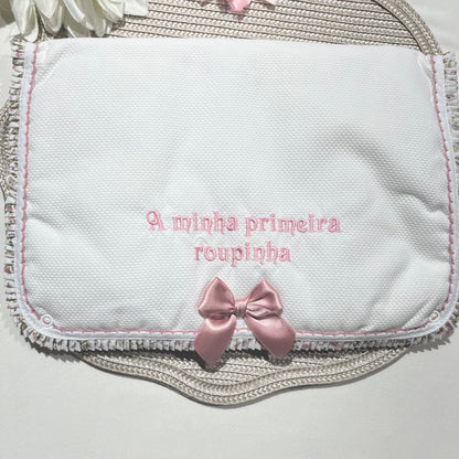 Primeira roupinha em algodão para recém-nascido - Rosa velho- Flor