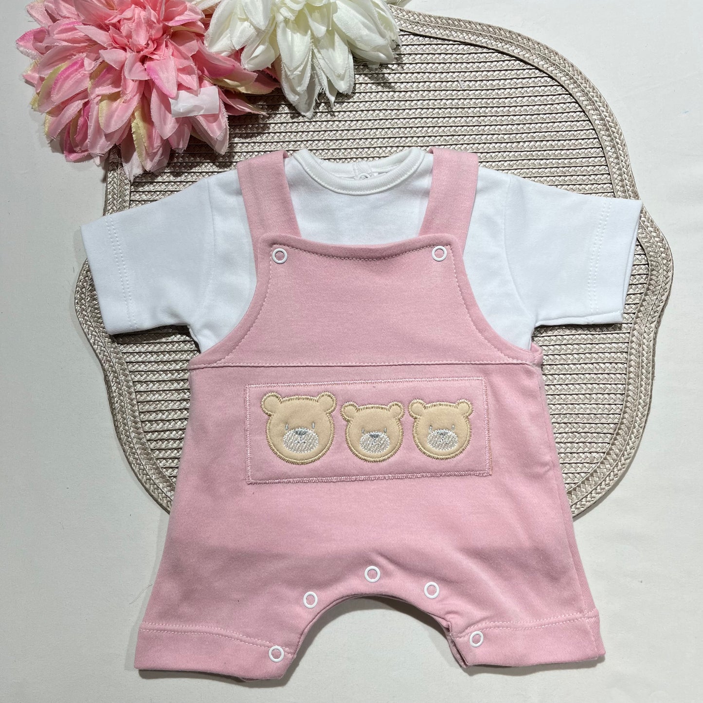 Conjunto Jardineira, Camisola e prende chupeta - 1 aos 6M