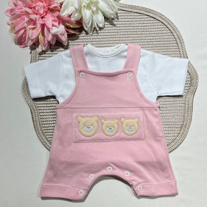 Conjunto Jardineira, Camisola e prende chupeta - 1 aos 6M