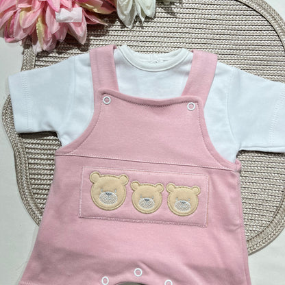 Conjunto Jardineira, Camisola e prende chupeta - 1 aos 6M
