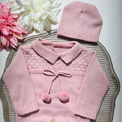Conjunto Macacão e gorro para bebé - 0/2M - Rosa velho