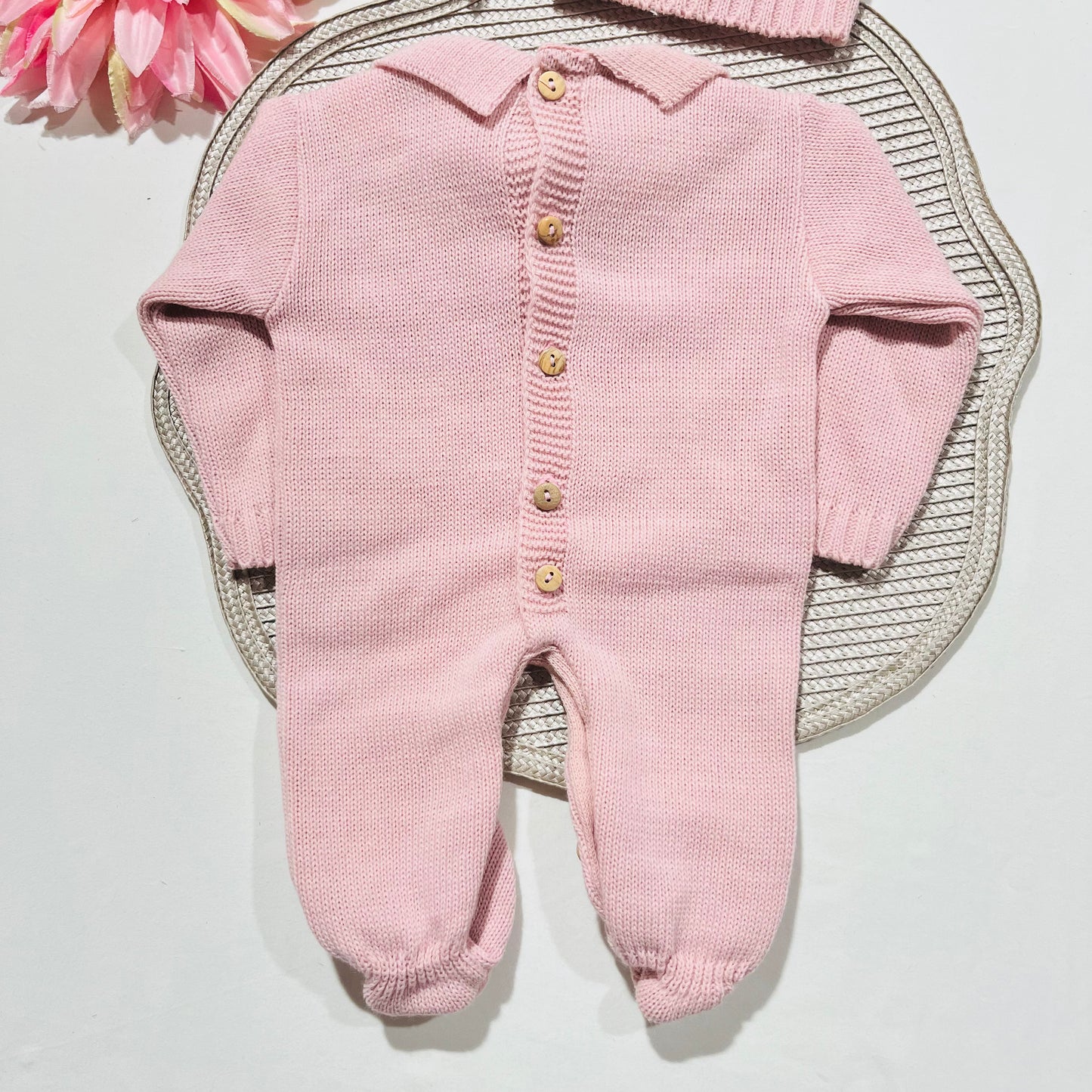 Conjunto Macacão e gorro para bebé - 0/2M - Rosa velho
