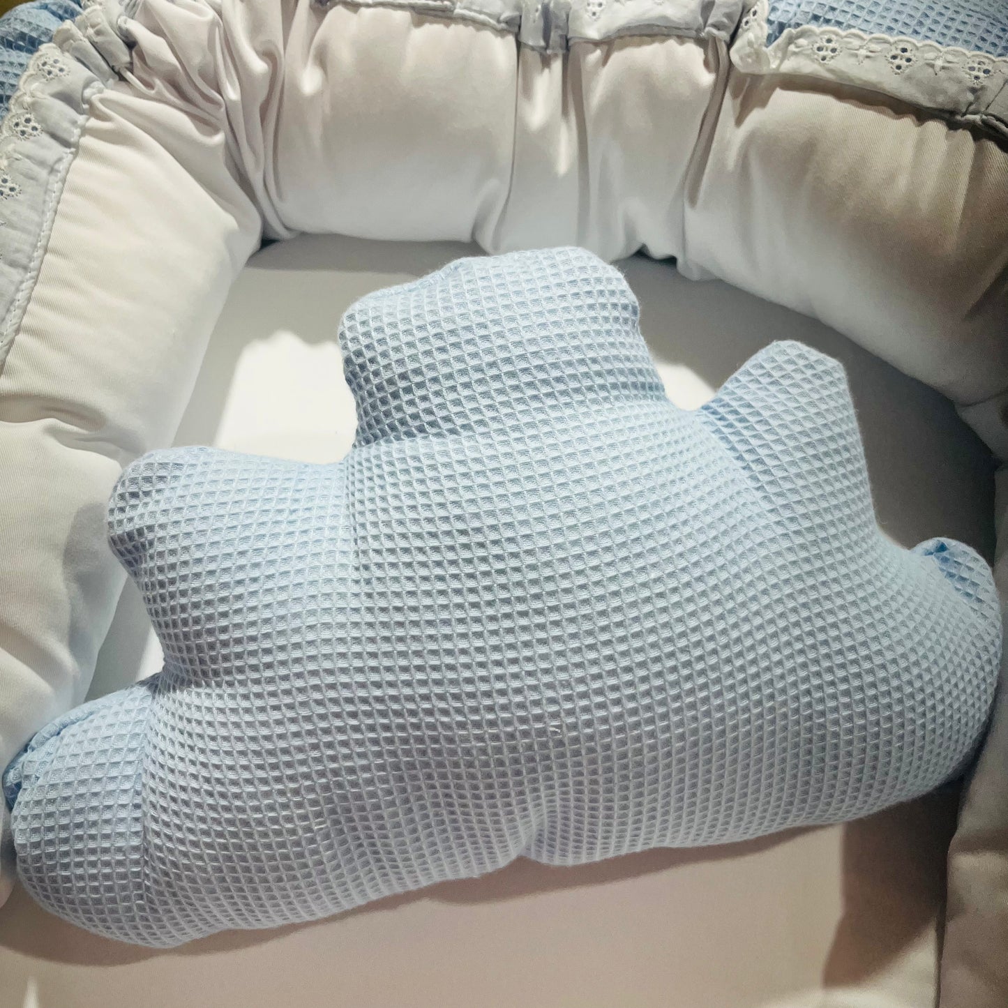 Ninho wafle para bebé com renda - 2 peças