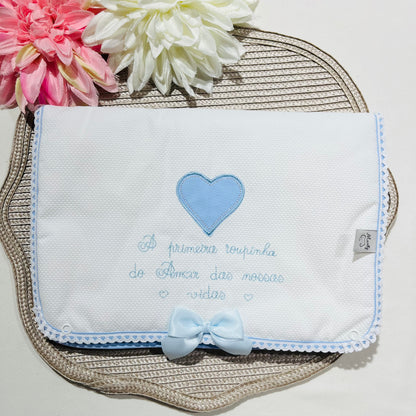 Primeira roupinha em veludo para recém-nascido - Azul - Amor