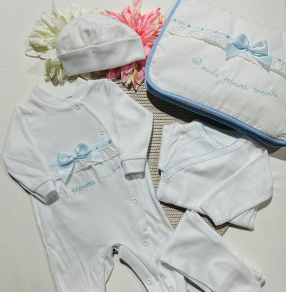 Primeira roupinha branco para recém-nascido - Algodão com bordado inglês