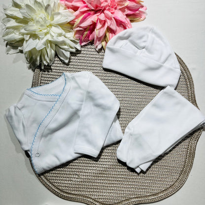 Primeira roupinha branco para recém-nascido - Algodão com bordado inglês