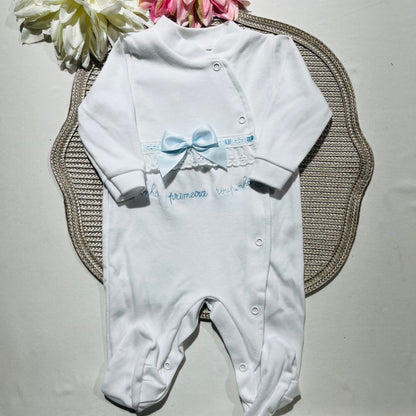 Primeira roupinha branco para recém-nascido - Algodão com bordado inglês