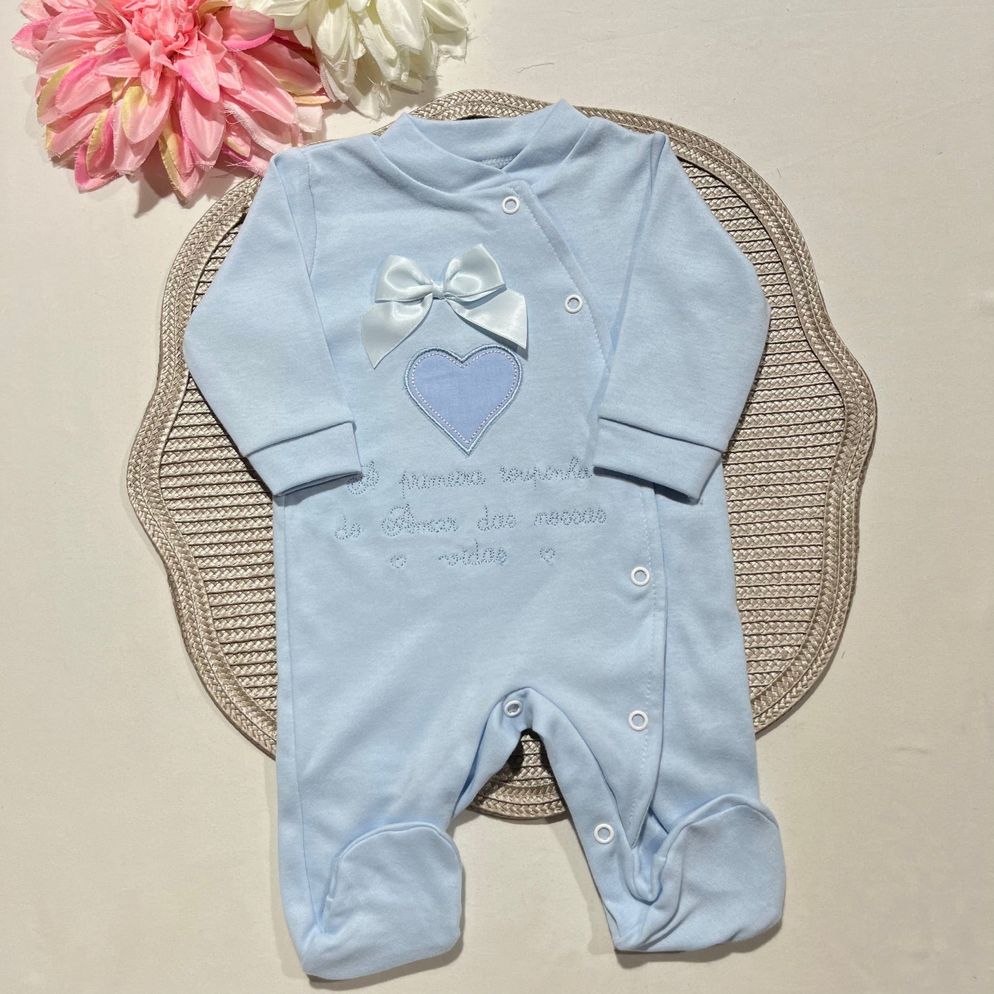 Primeira roupinha  para recém-nascido - Azul - Amor