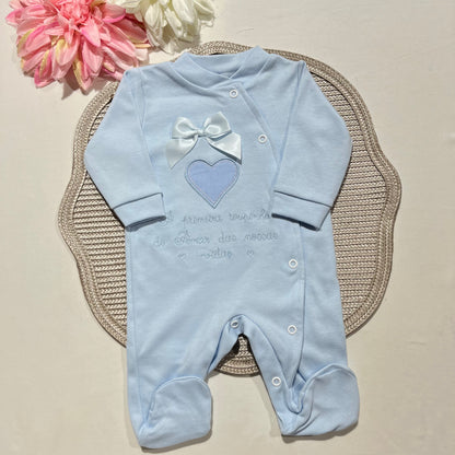 Primeira roupinha  para recém-nascido - Azul - Amor