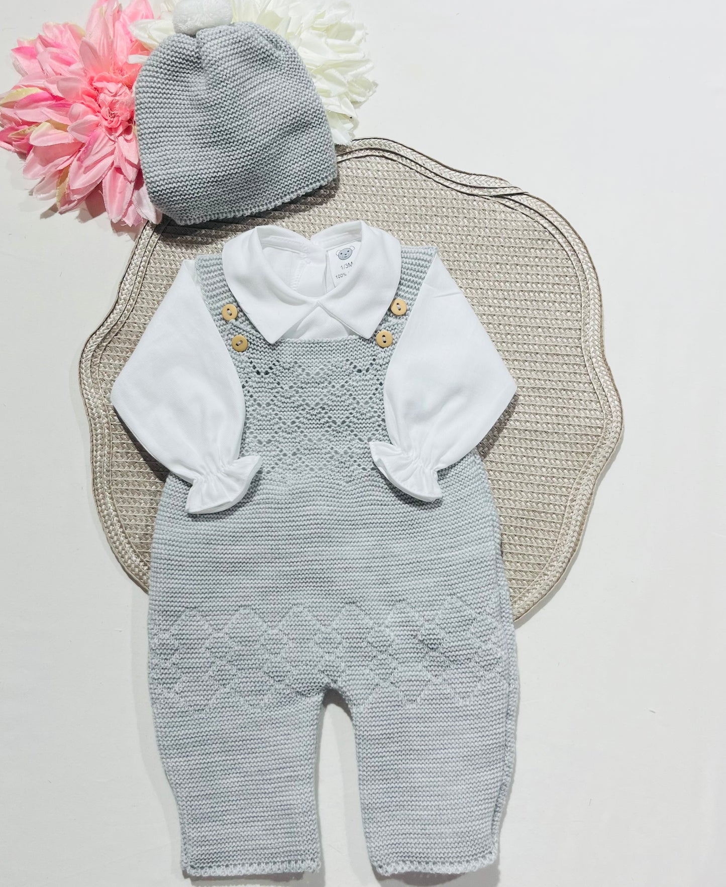 Conjunto Ternura  para bebé - 1/3M - Cinzento