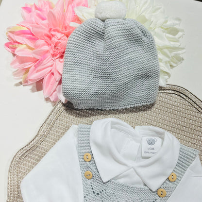 Conjunto Ternura  para bebé - 1/3M - Cinzento