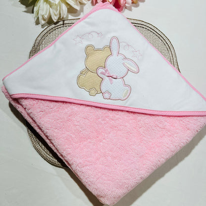 Toalha de banho de bebé 1,00 X 1,00 m  - Rosa