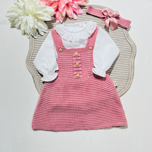 Conjunto vestido para bebé - 1/3 - Rosa velho