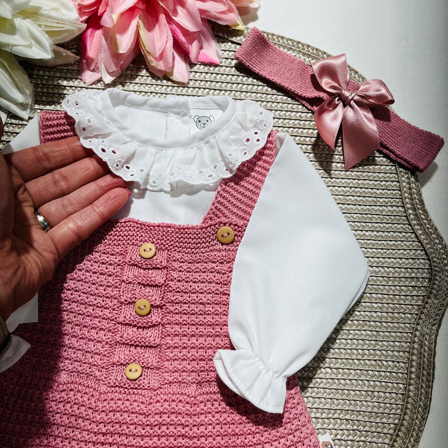 Conjunto vestido para bebé - 1/3 - Rosa velho