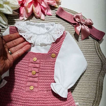 Conjunto vestido para bebé - 1/3 - Rosa velho