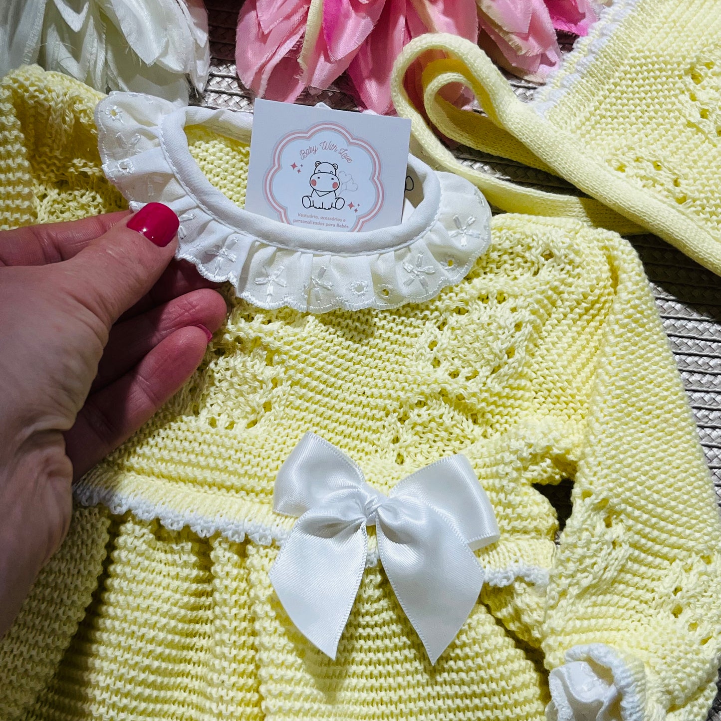Vestido Ana em malha para bebé - 1/3 e 3/6M - Amarelo bebé