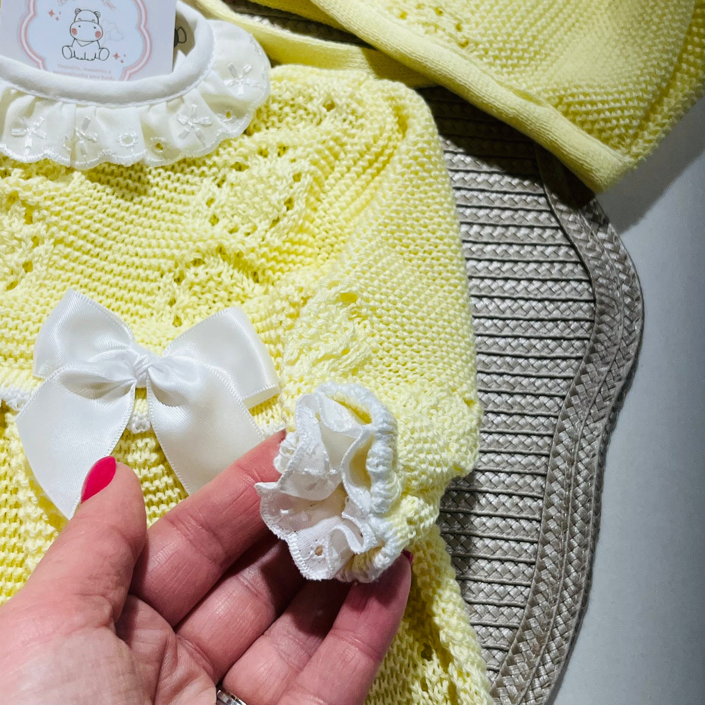 Vestido Ana em malha para bebé - 1/3 e 3/6M - Amarelo bebé