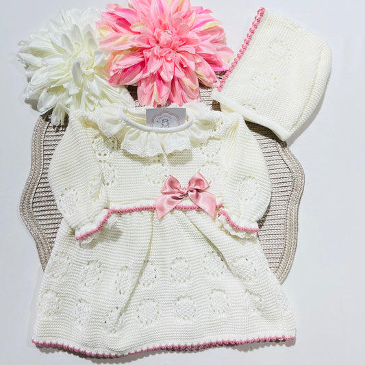 Vestido Ana em malha para bebé - 1/3 e 3/6M - Pérola