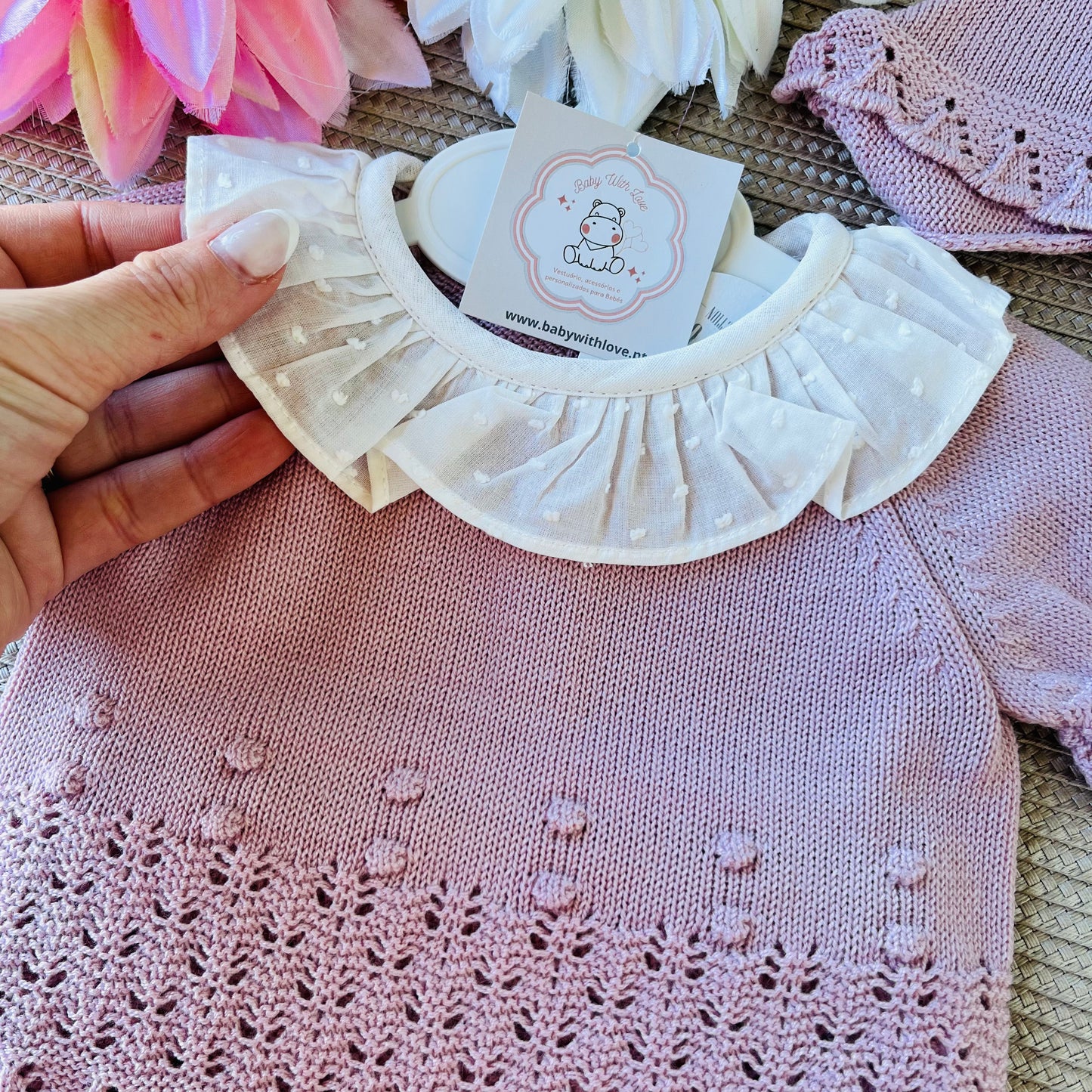 Conjunto Mariana para bebé - 1 aos 12M - Rosa velho