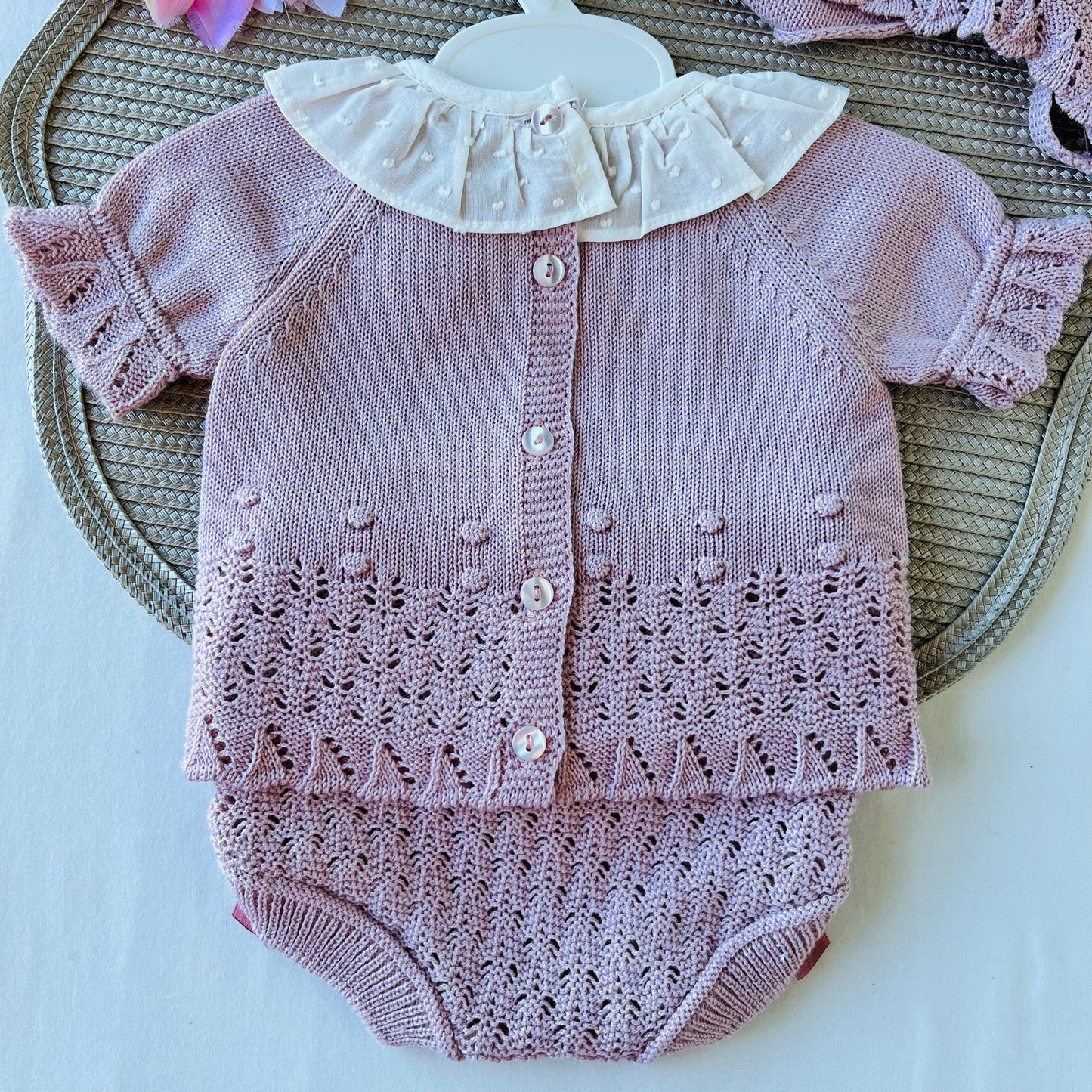 Conjunto Mariana para bebé - 1 aos 12M - Rosa velho