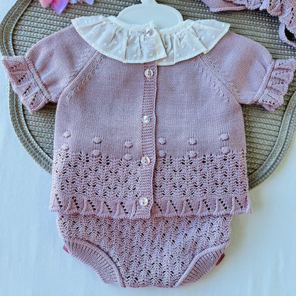 Conjunto Mariana para bebé - 1 aos 12M - Rosa velho