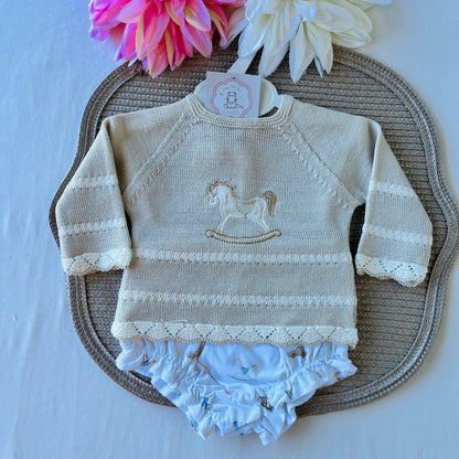 Conjunto Cavalinho para bebé - 1 aos 12M - Areia