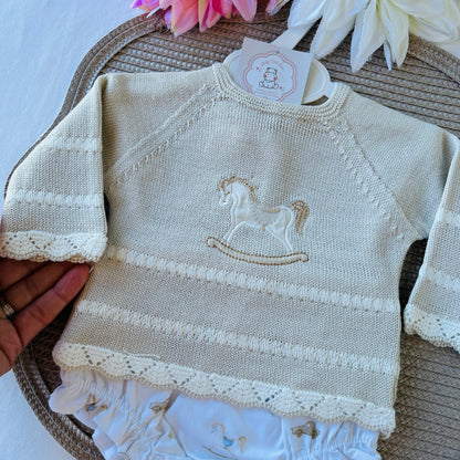 Conjunto Cavalinho para bebé - 1 aos 12M - Areia