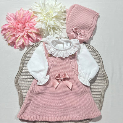 Conjunto Éloise para bebé - Vestido, camisa e touca. - 1/3M