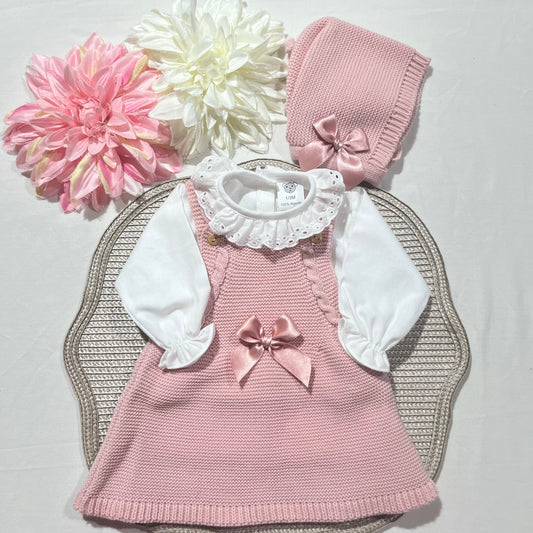Conjunto Éloise para bebé - Vestido, camisa e touca. - 1/3M