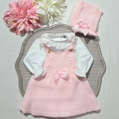 Conjunto Éloise para bebé - Vestido, camisa e touca. - 1/3M