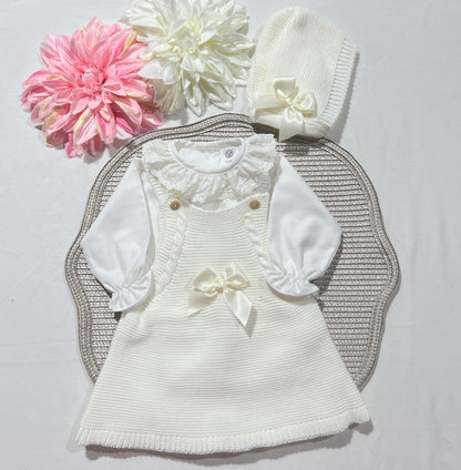Conjunto Éloise para bebé - Vestido, camisa e touca. - 1/3M