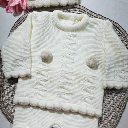 Conjunto Pompons para bebé - 1/3M - Pérola