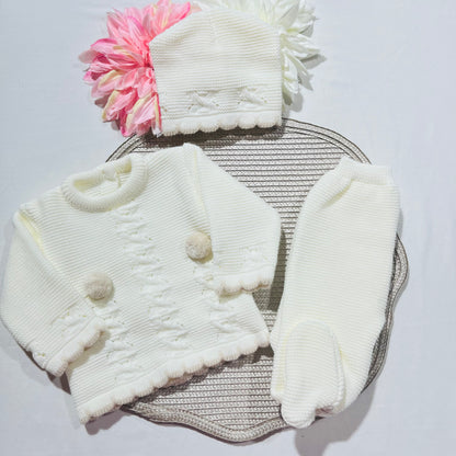 Conjunto Pompons para bebé - 1/3M - Pérola