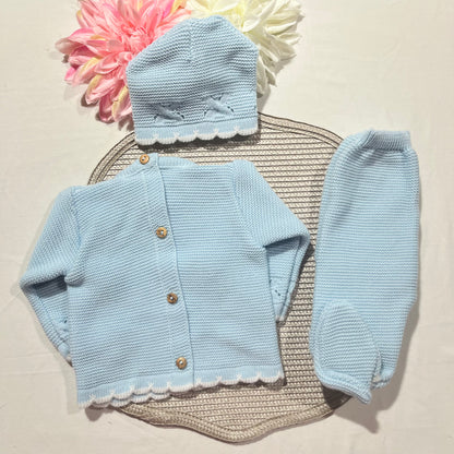 Conjunto Pompons para bebé - 1/3M - Azul bebé