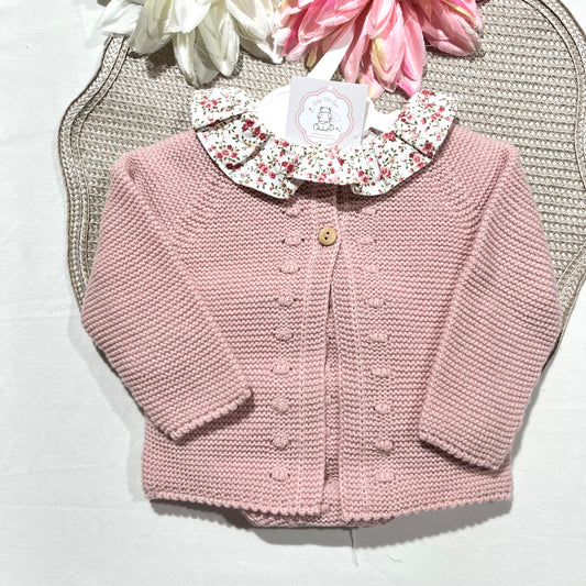 Conjunto Flor em malha para bebé - 1 aos 12M - Rosa velho