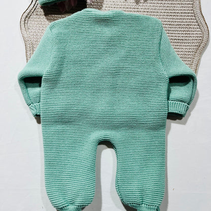 Conjunto macacão e gorro para bebé - 1M - Verde