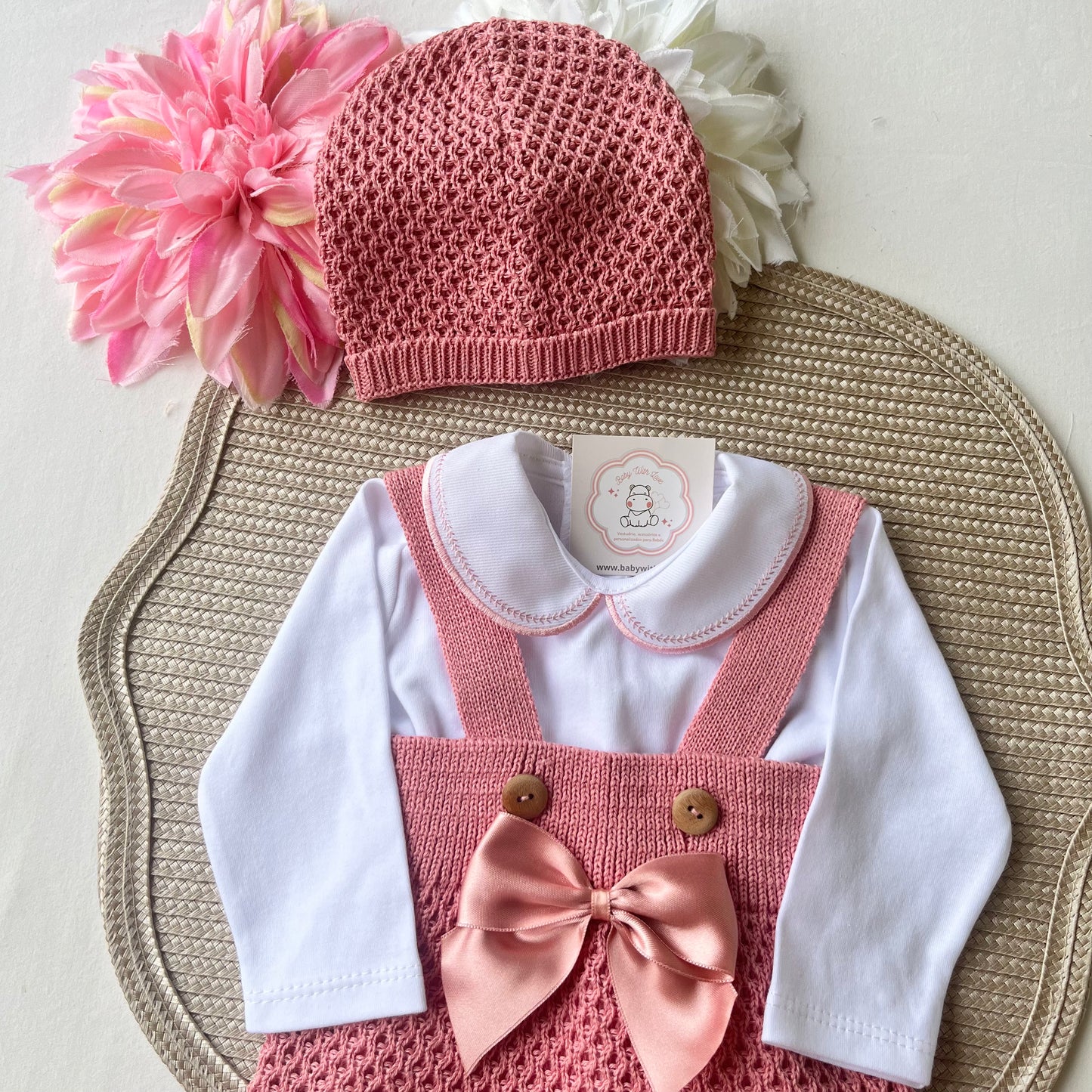 Conjunto para bebé - Fofo e body - rosa velho
