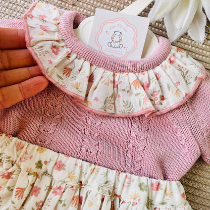 Conjunto Melissa  - Blusa e tapa-fralda - Rosa velho - 1 aos 12M