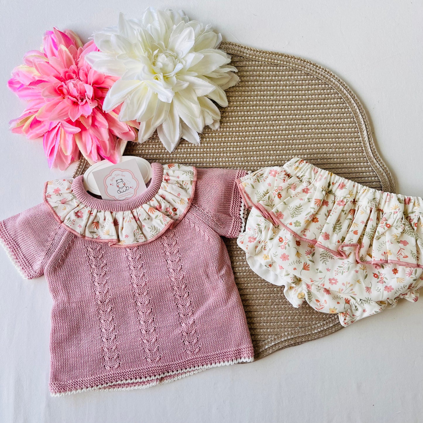 Conjunto Melissa  - Blusa e tapa-fralda - Rosa velho - 1 aos 12M