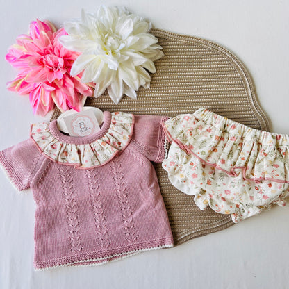 Conjunto Melissa  - Blusa e tapa-fralda - Rosa velho - 1 aos 12M