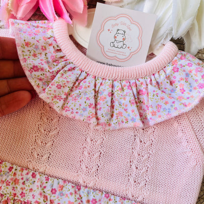 Conjunto Melissa  - Blusa e tapa-fralda - Rosa bebé - 1 aos 12M